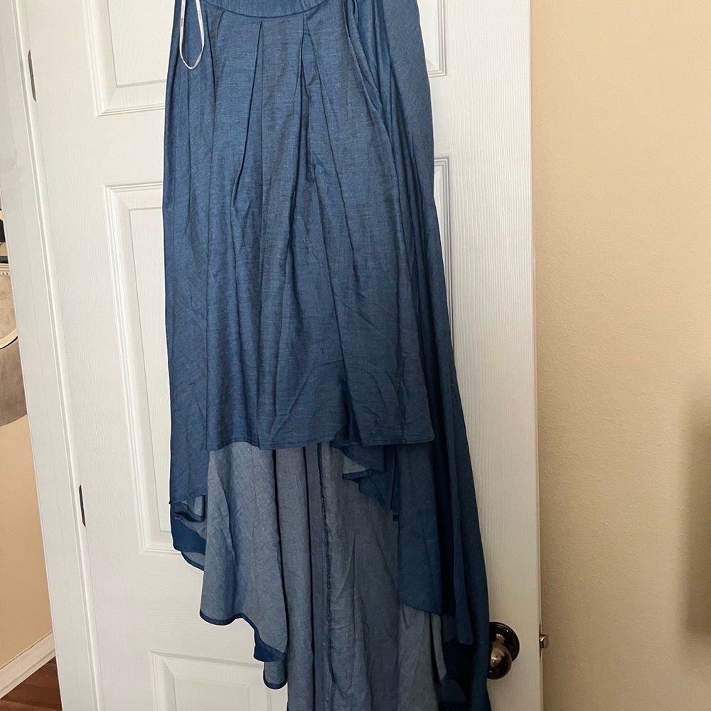 Hi/Low Blue Denim Skirt